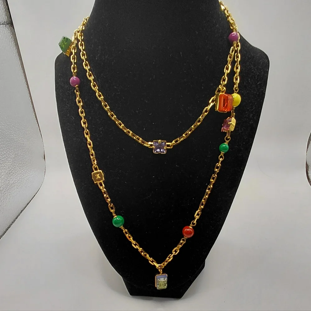 Louis Vuitton Sautoir Plastron Cosmopolotian Lng Necklace W Multi Colored Charms